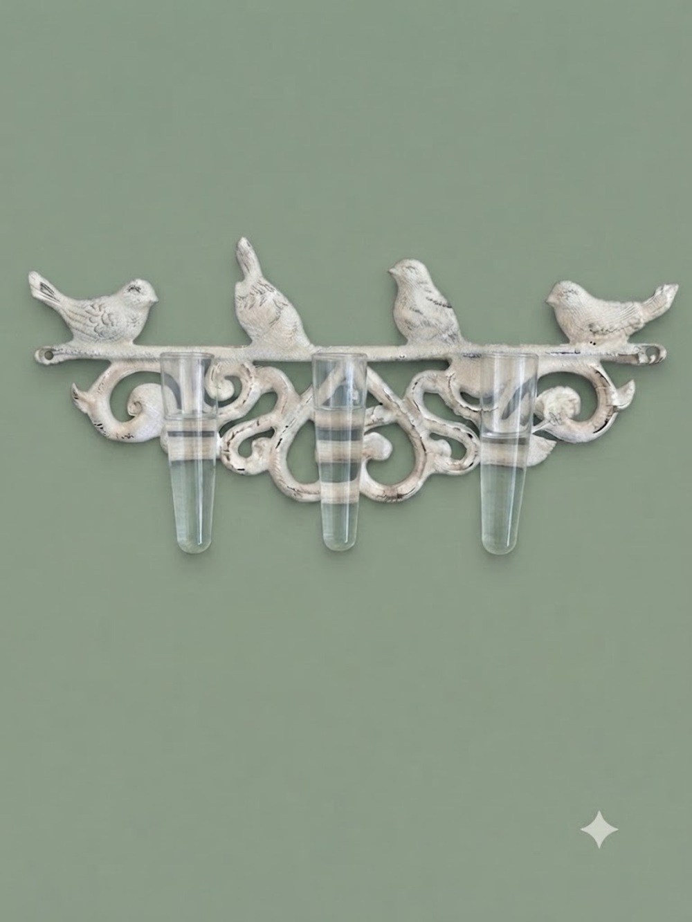 Cast Iron Shabby Chic Bird & Scroll Propagation Station Wall Decor